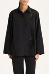 Jontavi shirt black  embroidery stylein close up