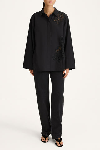 Jontavi shirt black  embroidery stylein front