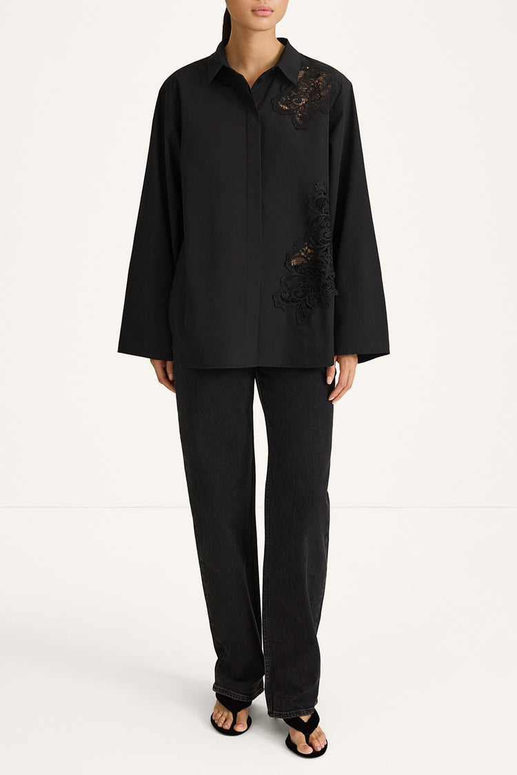 Jontavi shirt black  embroidery stylein front