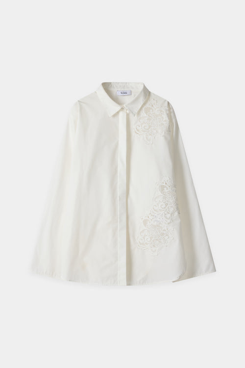 white shirt embroidery stylein jontavi model image