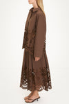 Jorah long skirt broderie anglaise coffee brown stylein model image side