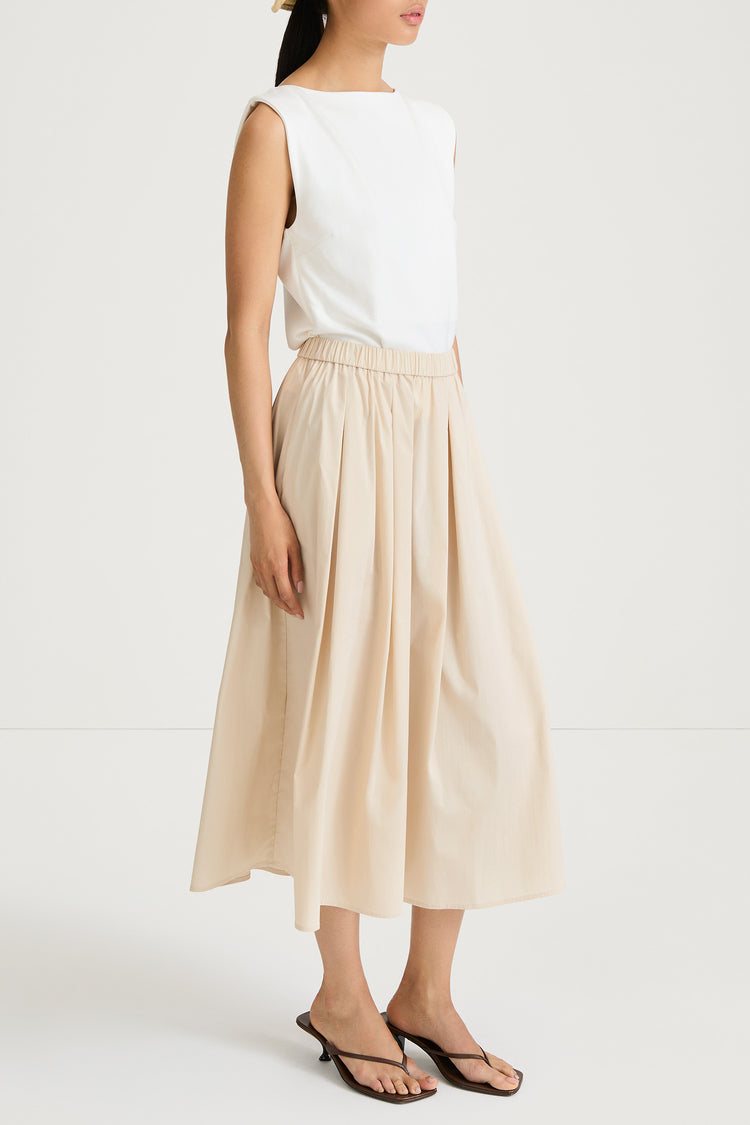 Jorina midi cotton skirt oyster stylein model image side