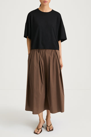 Jorina midi cotton skirt cacao stylein model image front