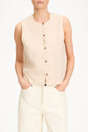 Joya Blouse sleeveless oyster beige stylein model image front close