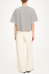 Juniper top boxy t-shirt black white stripe stylein model image back