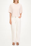 Juniper top boxy t-shirt pink stripe stylein model image front
