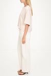 Juniper top boxy t-shirt pink stripe stylein model image side