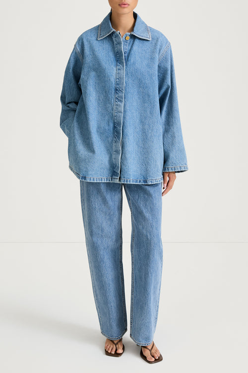 Karen denim jacket vintage blue stylein model image front