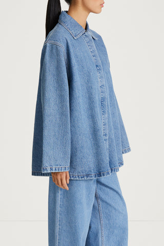 denim jacket vintage blue karen modell image side close up