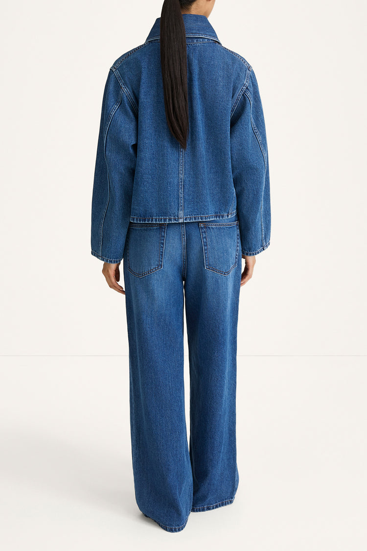 Katniss short denim jacket steel blue stylein model image back
