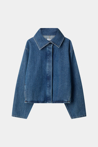 Katniss short denim jacket steel blue stylein packshot