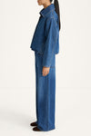 Katniss short denim jacket steel blue stylein model image side