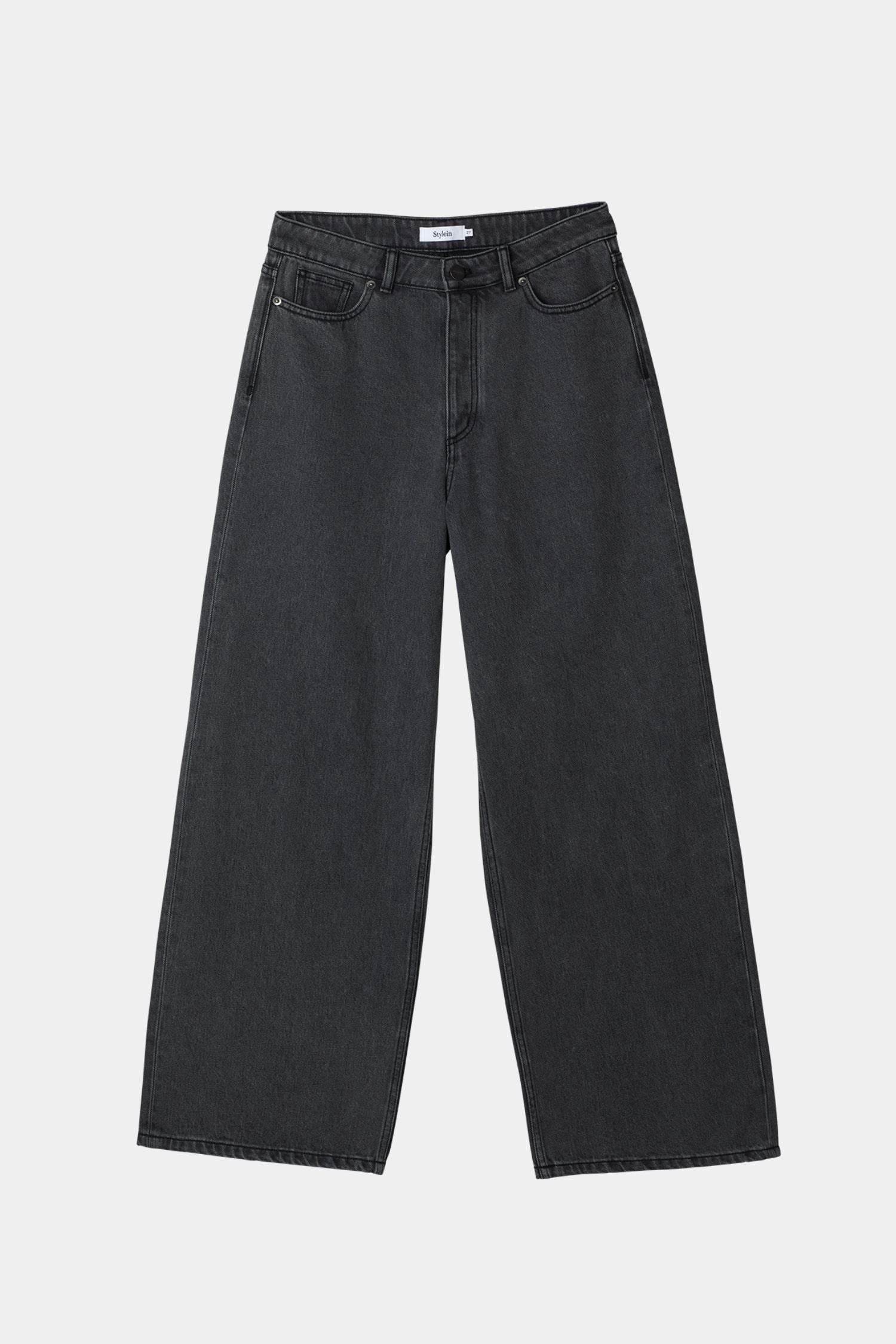 Kayne denim trousers wide oversized high waist mid grey stylein packshot