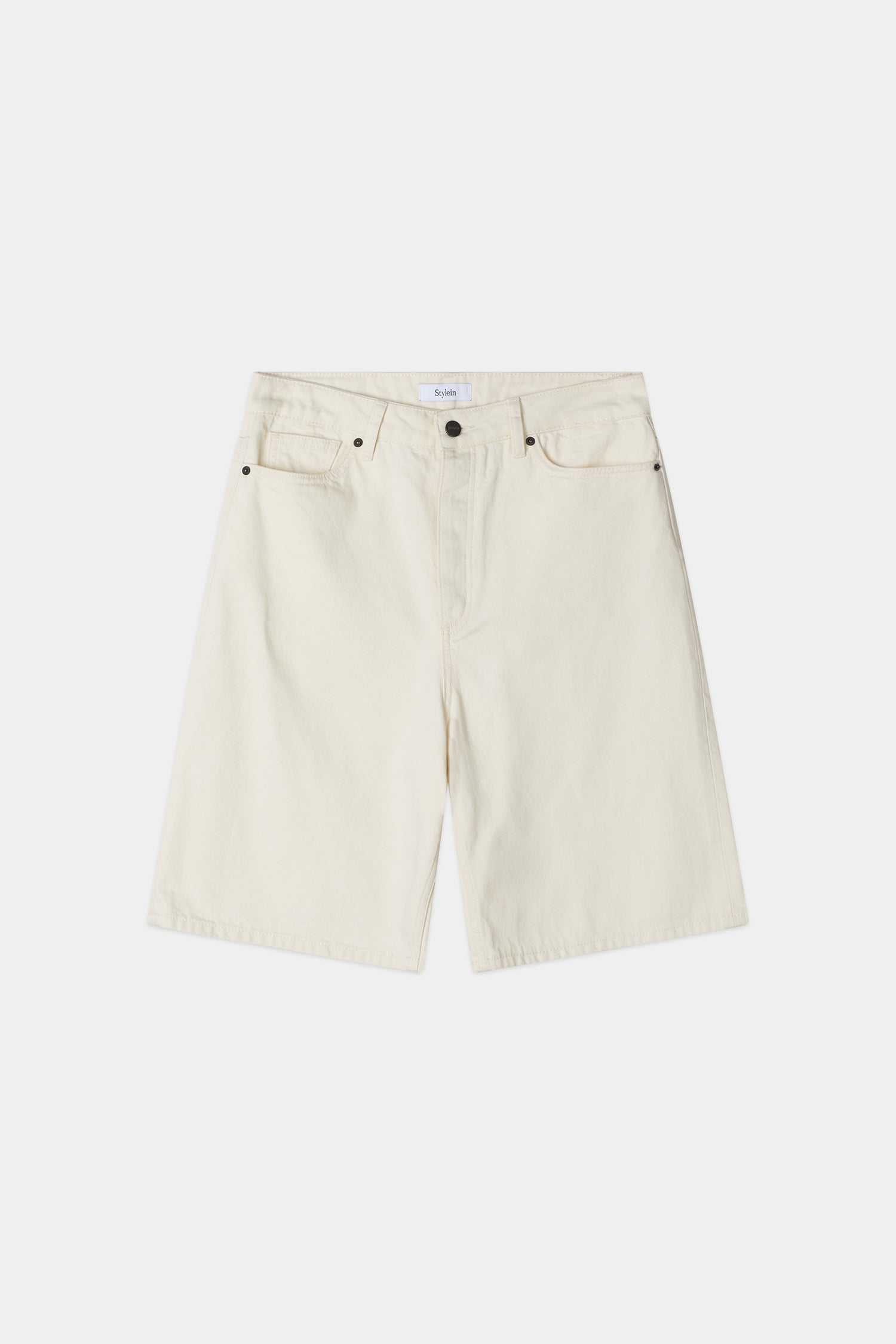 Wide leg high-waist denim jeans shorts stylein kayne ecru white packshot