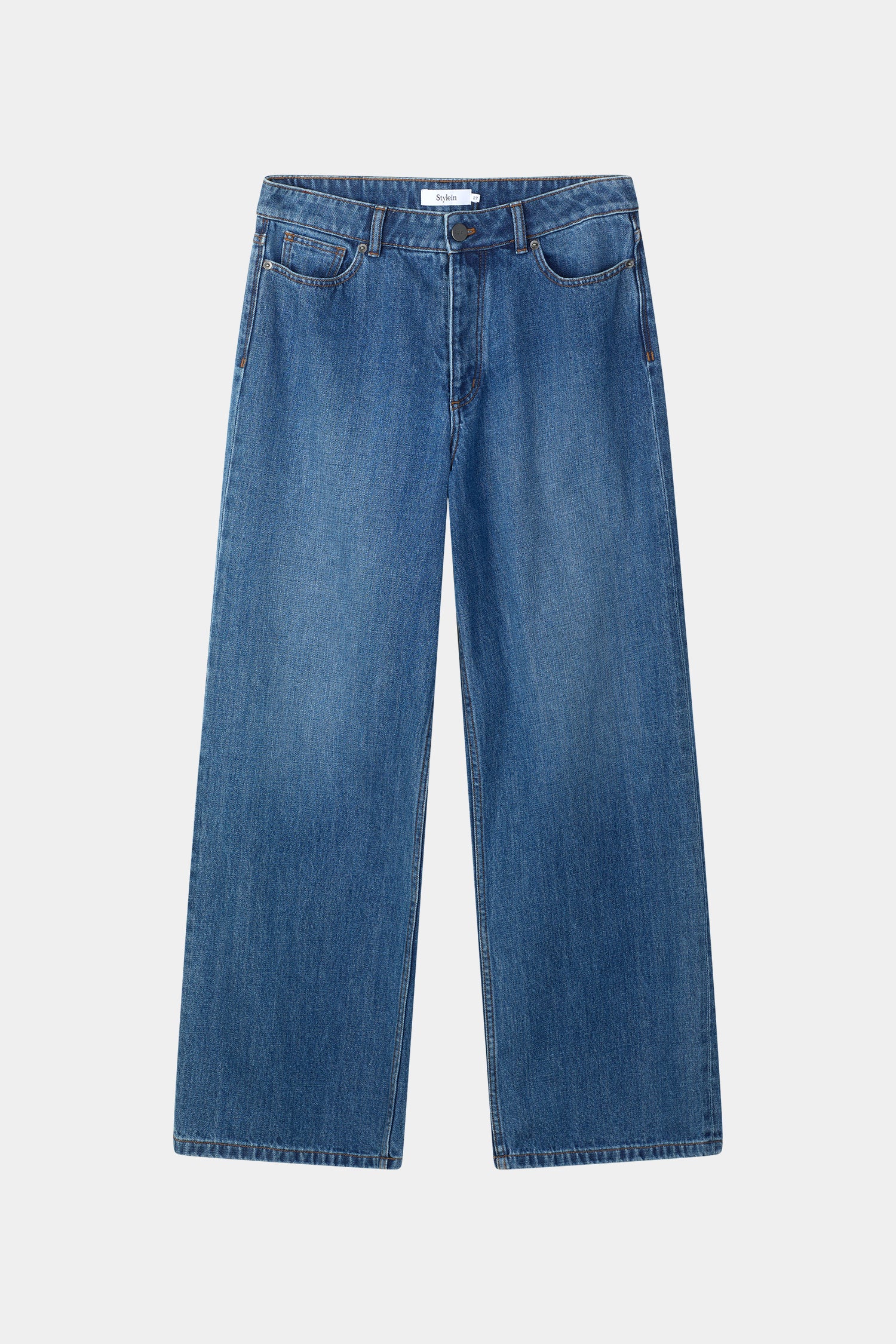 Kayne wide denim trousers steel blue stylein packshot