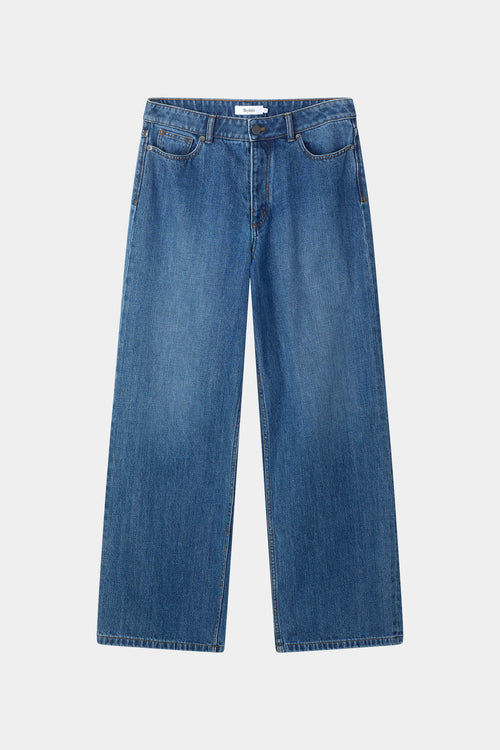 Kayne wide denim trousers steel blue stylein model image front