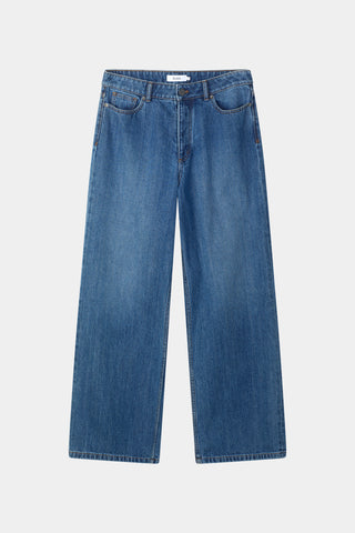 Kayne wide denim trousers steel blue stylein packshot