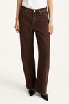 Keanu denim trousers barrel coffee stylein model image front close