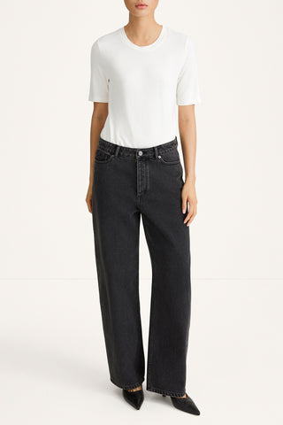Keanu denim trousers barrel washed out black model image front