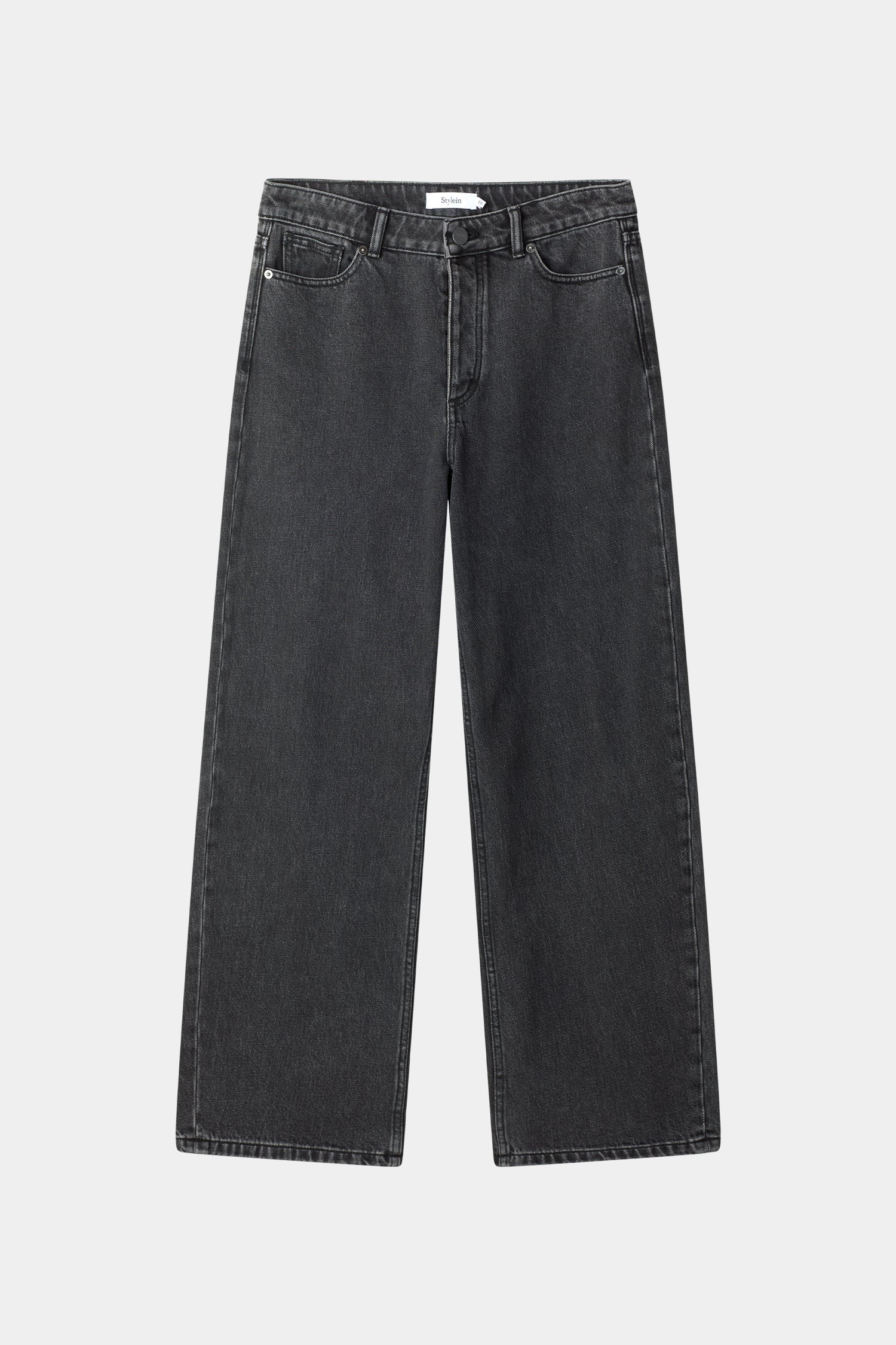 Keanu denim trousers barrel washed out black stylein packshot