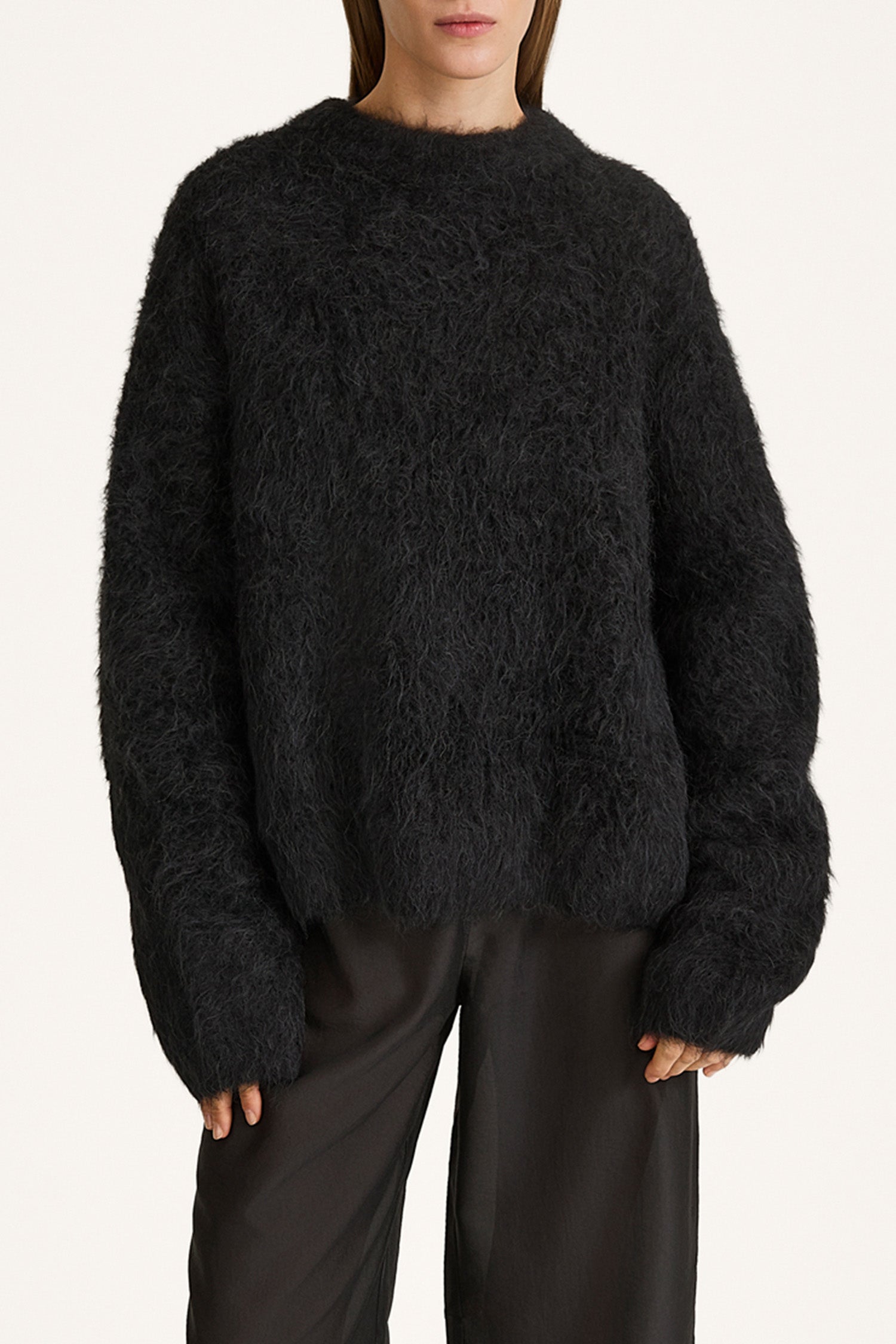 black oversized knitted sweater stylein lory detail