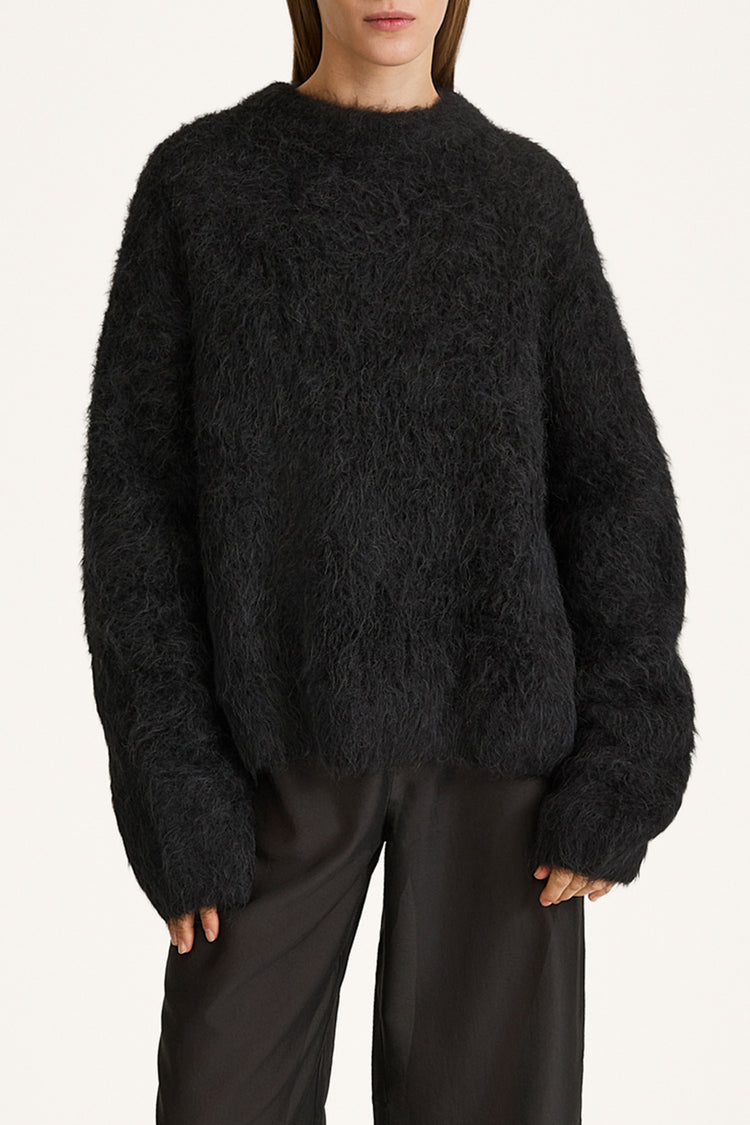 black oversized knitted sweater stylein lory detail