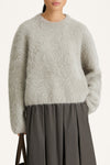 Fluffy oversized sweater in sage green stylein lory detail
