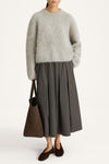 Fluffy oversized sweater in sage green stylein lory model image