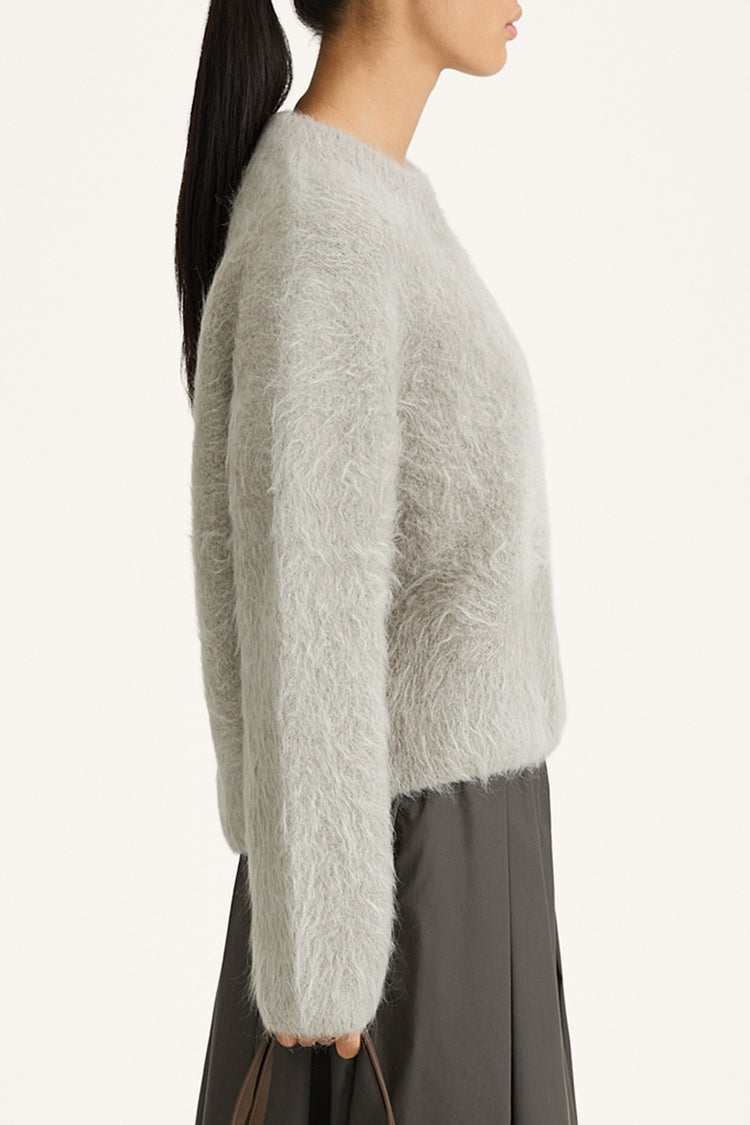 Fluffy oversized sweater in sage green stylein lory side image