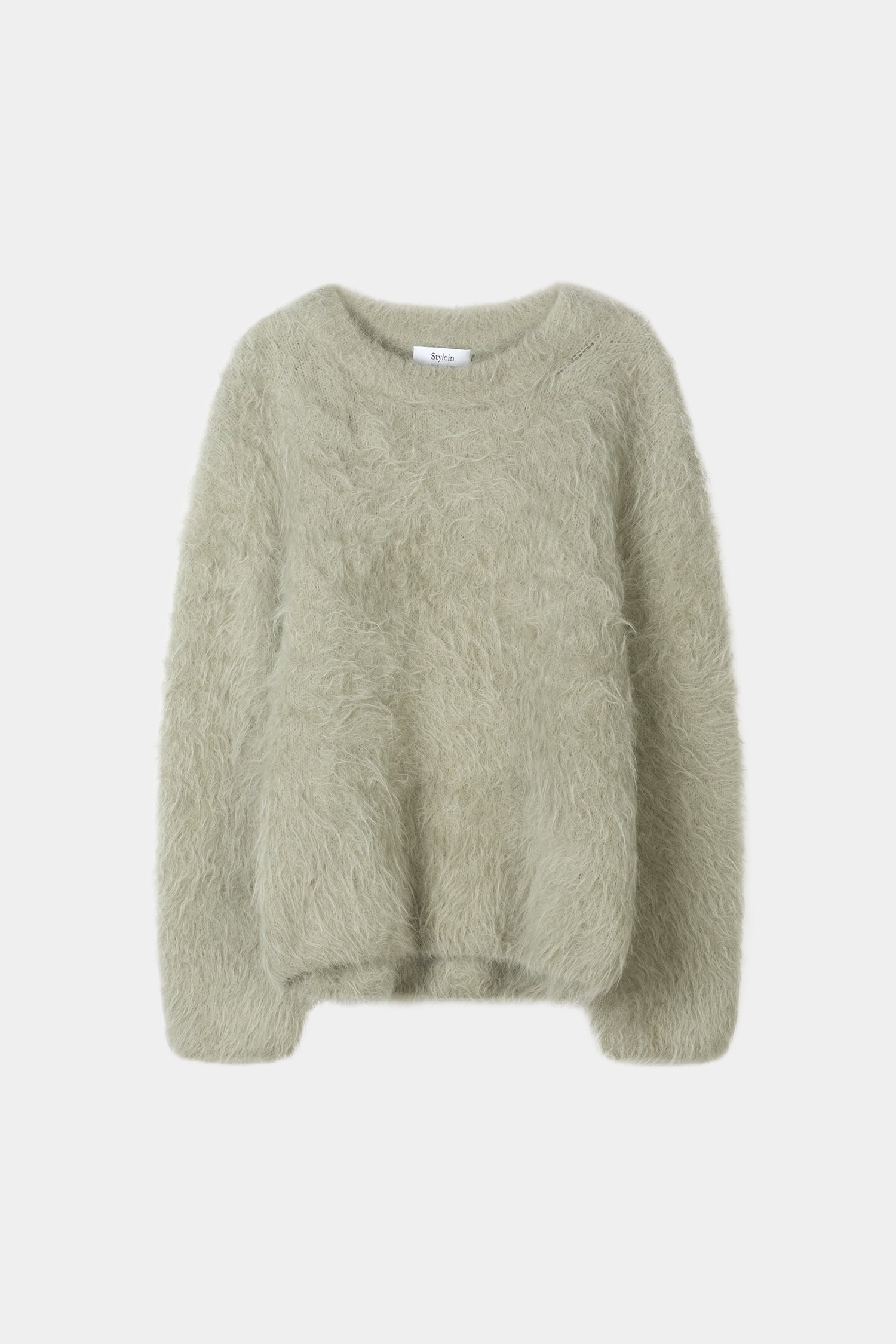 Fluffy oversized sweater in sage green stylein lory packshot