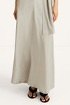 maxi slip dress in sage green with a scarf stylein macena