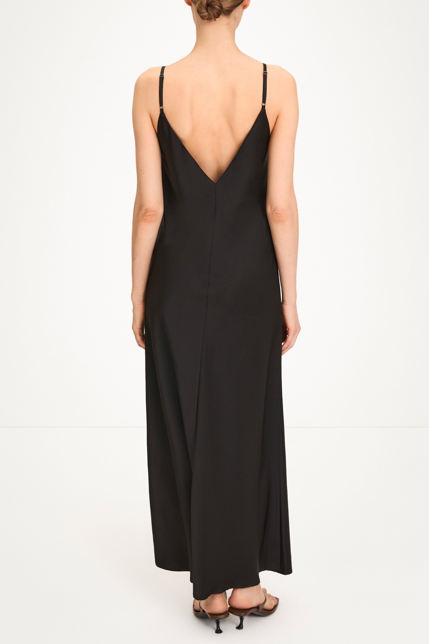 Macena v-neck maxi long dress black stylein model image back