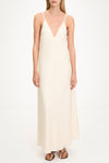 Macena v-neck maxi long dress ivory stylein model image front