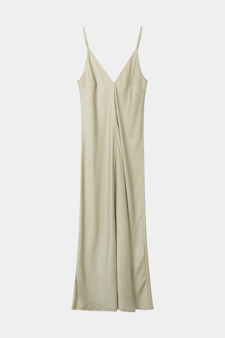 maxi slip dress in sage green with a scarf stylein macena packshot