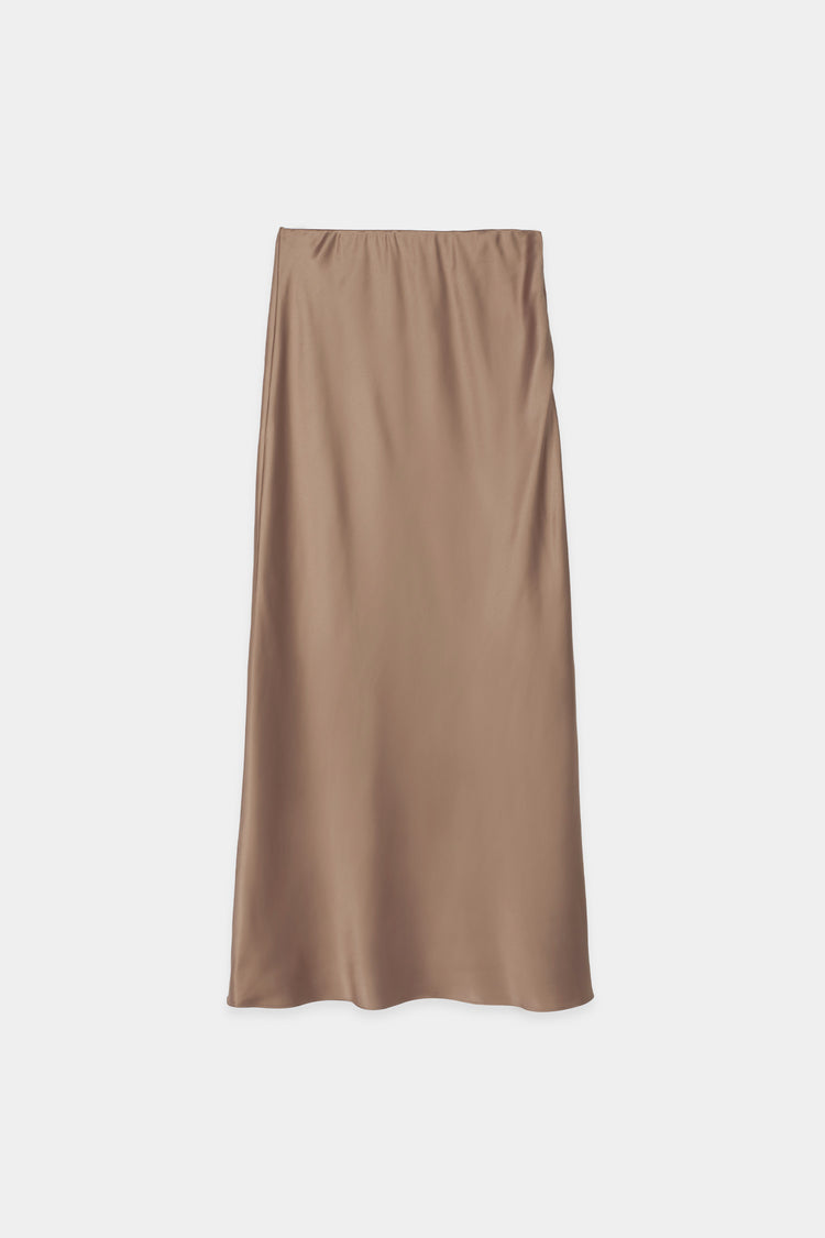 Madga skirt maxi long satin taupe stylein packshot