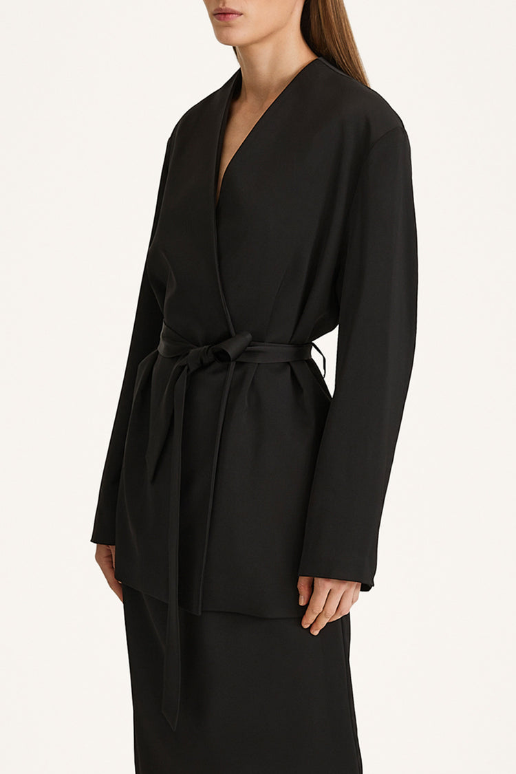 Maggiano waist tie blazer black stylein detail image