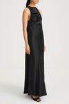 Mairie maxi long satin dress black stylein model image side