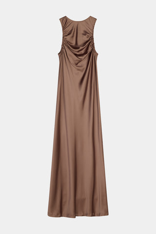 Mairie maxi long satin dress brown hazel stylein packshot