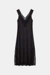 Malea black v-neck lace trim dress packshot