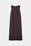 Malea long sleeveless dress lace details coffee brown stylein packshot
