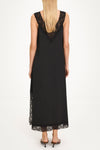 Malea black v-neck lace trim dress model image back