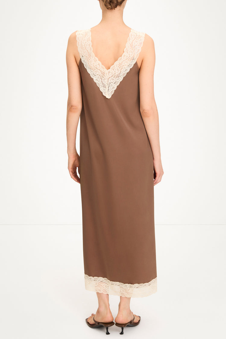 Malea midi dress lace hazel brown stylein model image back