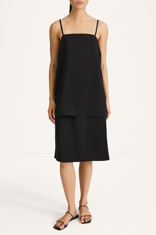 Marianne long top rouleau straps black stylein model image front