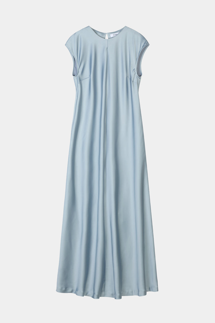 Ice blue maxi satin dress stylein marielle front packshot