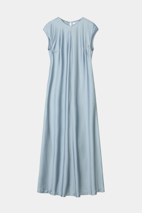 Ice blue maxi satin dress stylein marielle front model image