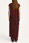 Marigold long satin dress bordeaux stylein model image back
