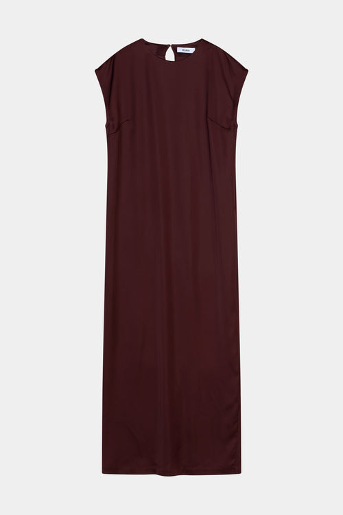 Marigold long satin dress bordeaux stylein model image front