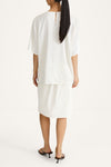 Martano oversized satin t-shirt top ivory stylein model image back