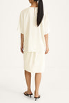 Martano oversized satin t-shirt top ivory stylein model image back