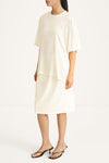 Martano oversized satin t-shirt top ivory stylein model image side